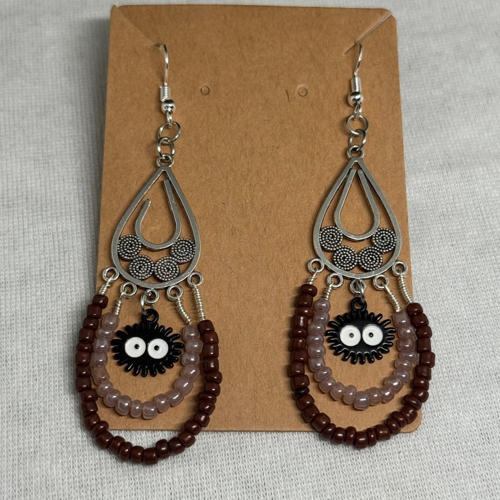 Elegant Silver and Black Beaded Earrings